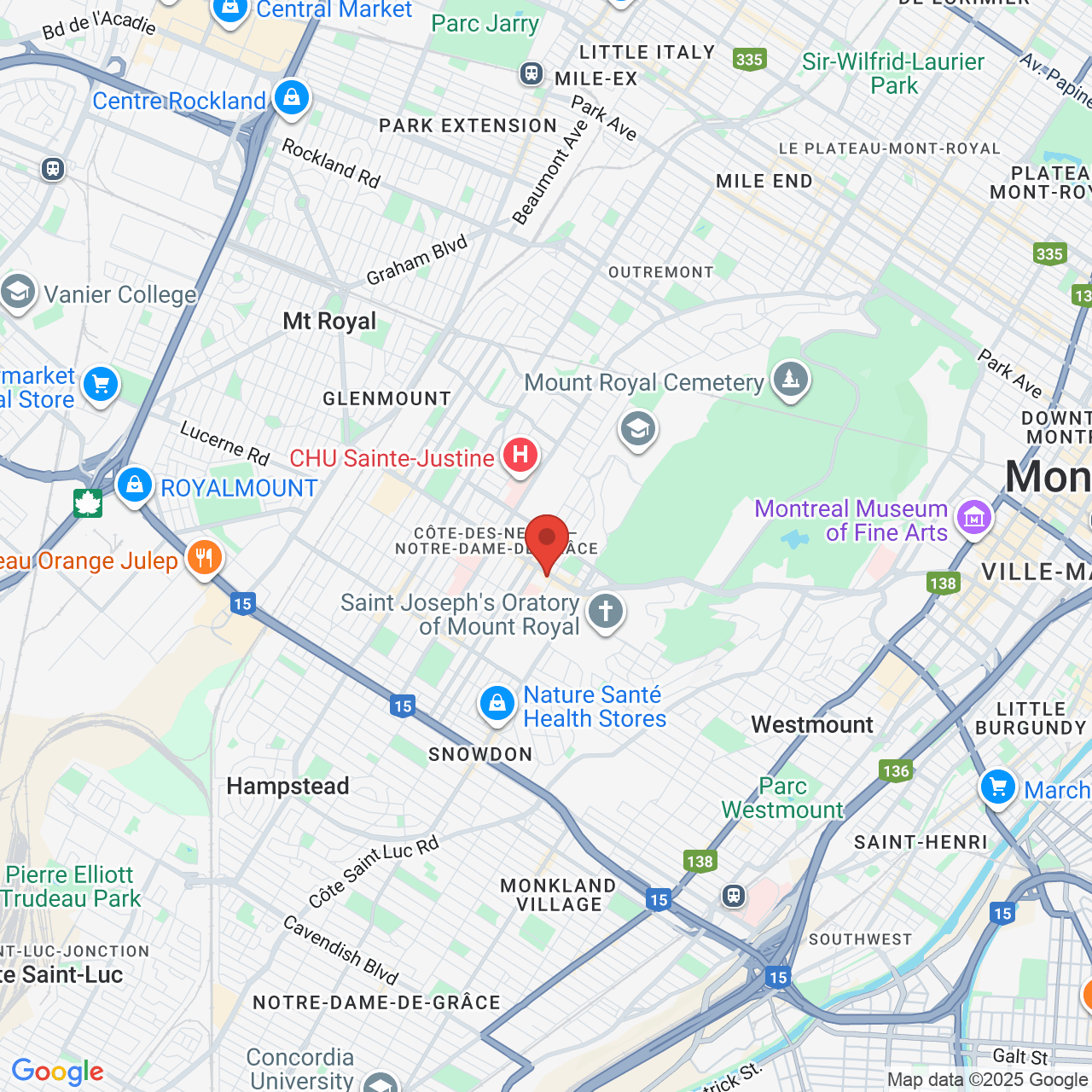 Google map image of our location in 5300 Chemin de la Côte-Des-Neiges Montreal, QC